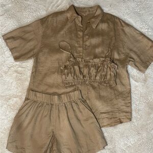 Eberjey Linen Top & Shorts Set – Size Small